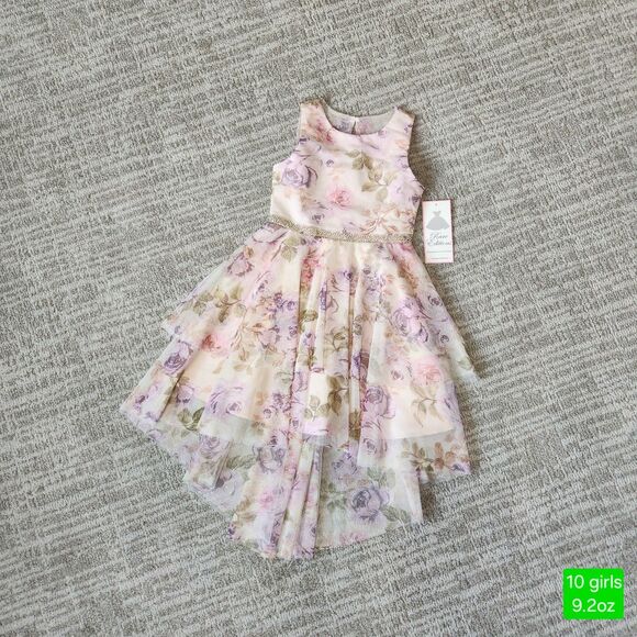 Rare Editions Other - Rare Editions girl's hi-low sparkle tiered tulle floral dress size 10